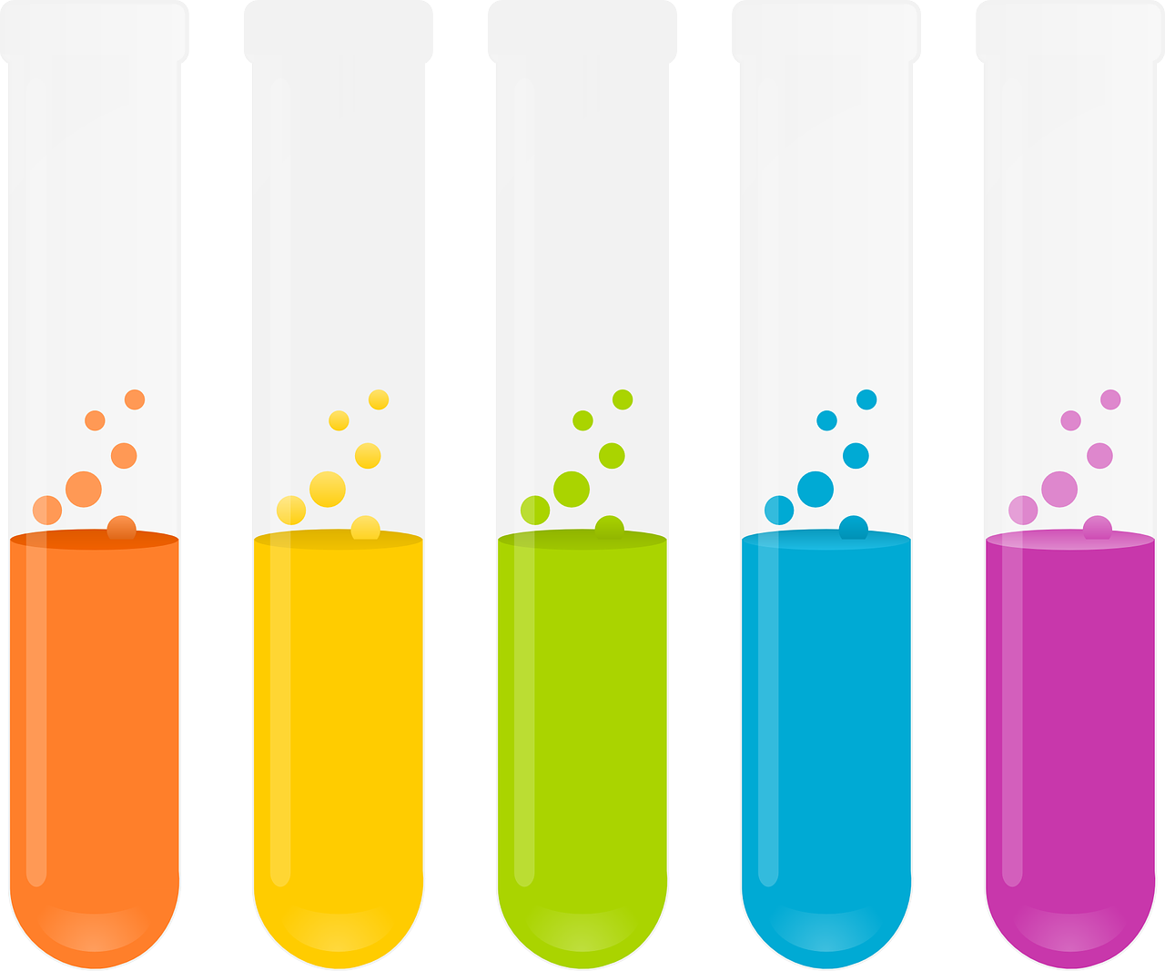 Registro de Establecimientos biocidas Dibujo de unos tubos de ensayo con líquidos de diferentes colores