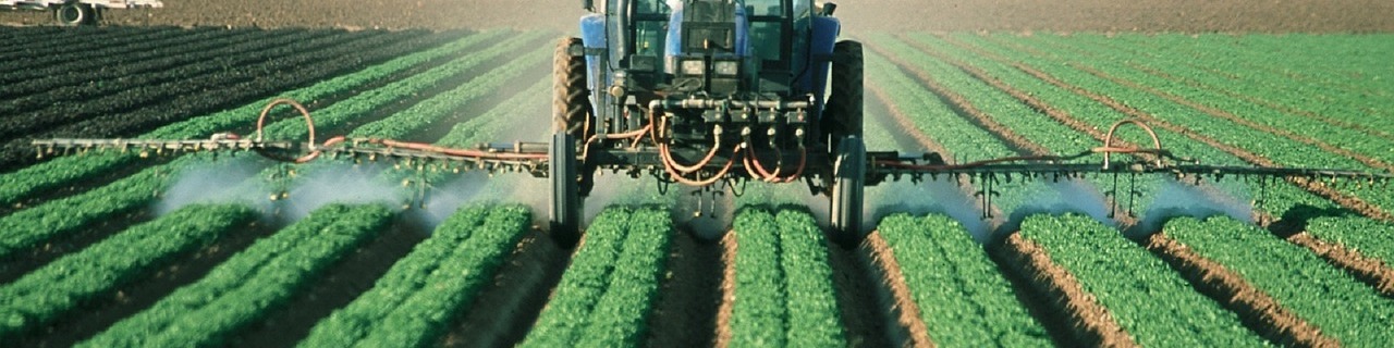 Residuos químicos en alimentos Agricultor aplicando plaguicidas