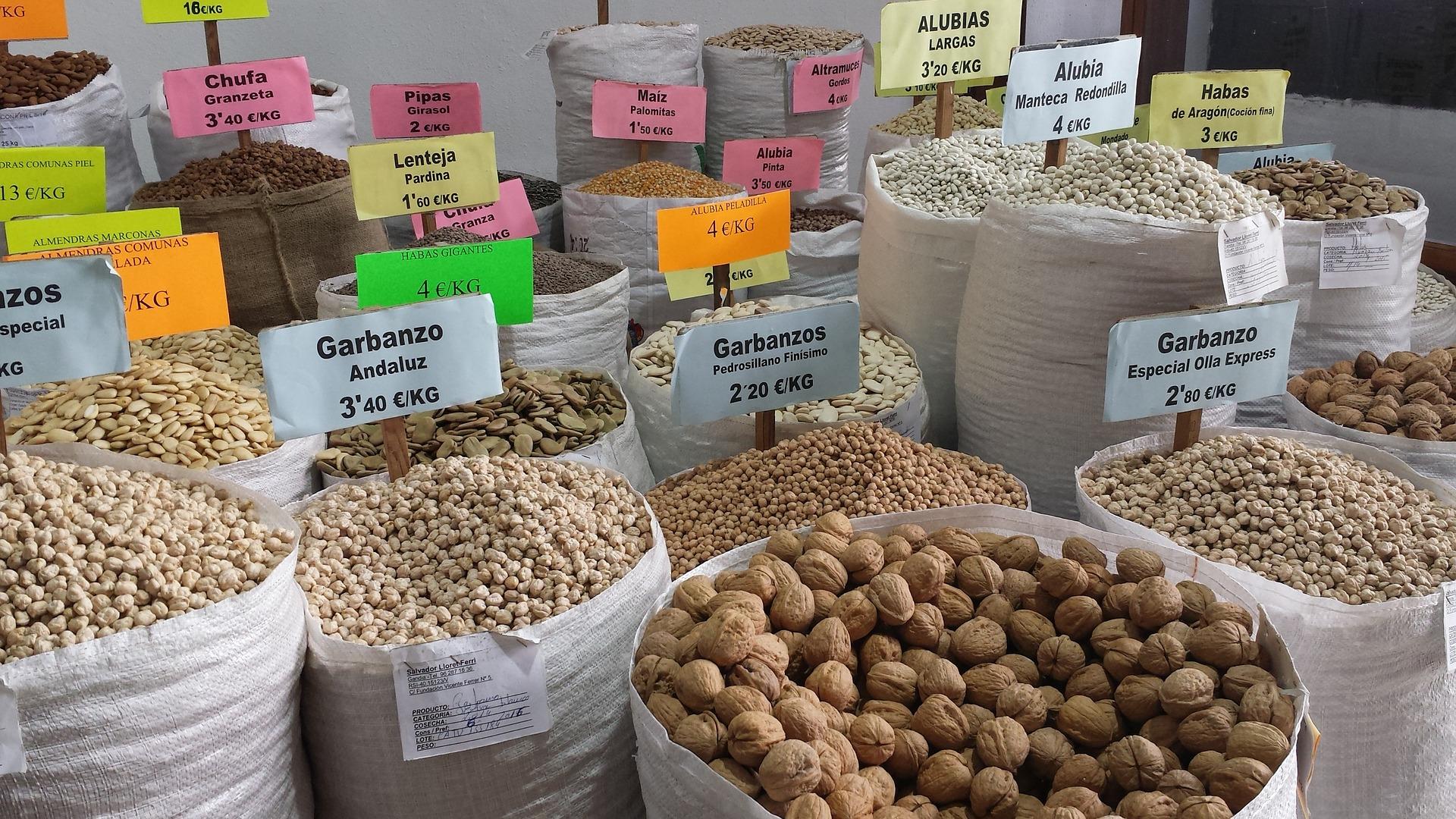 Compra segura Exposición para la venta de legumbres sin envasar