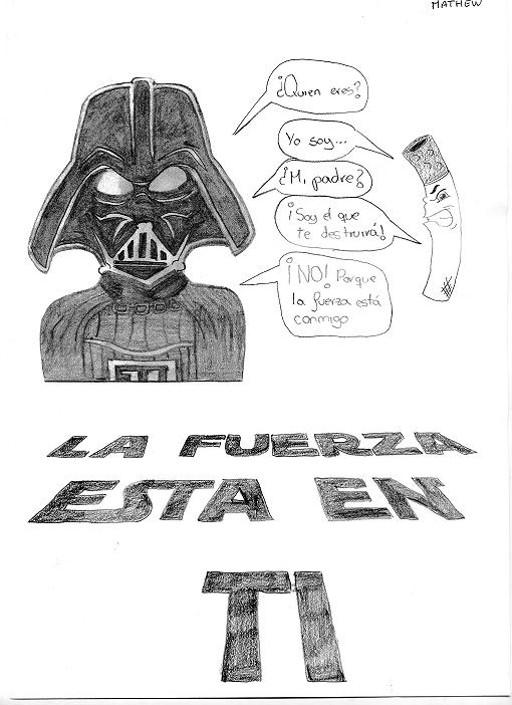 Cartel ganador del concurso Clase sin Humo 2015-2016 imagen de darth vader criticando el habito de fumar