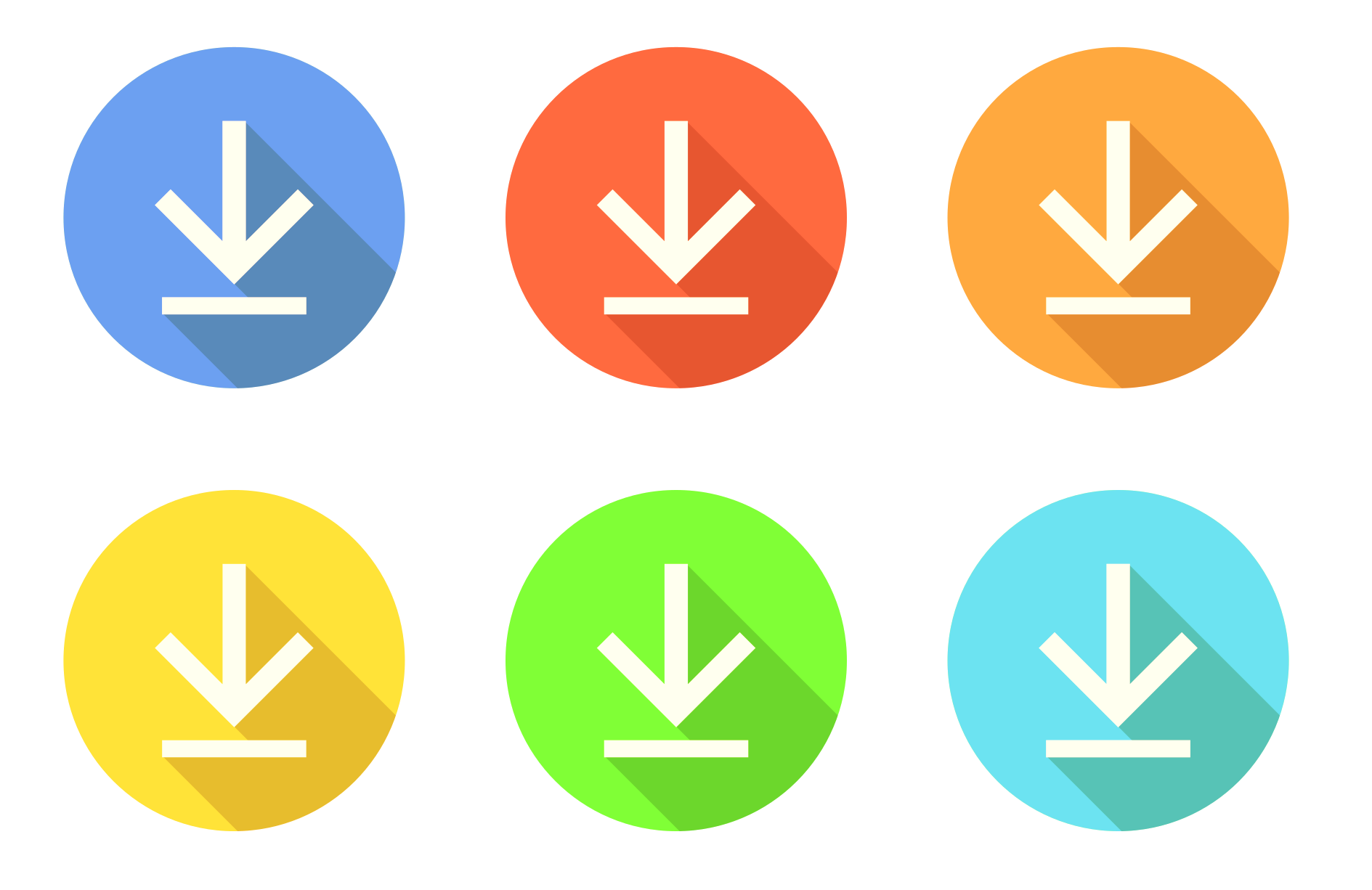 Bájatelo Iconos de descarga en colores diferentes