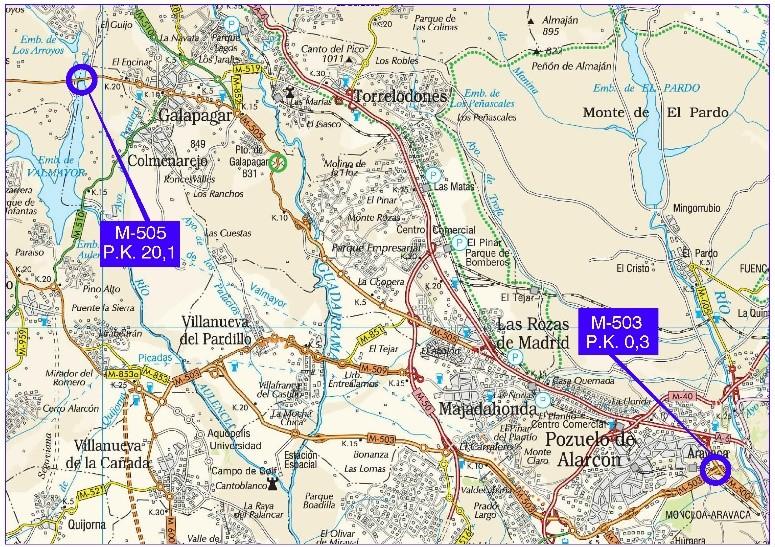 Plano de situación de la obra adecuación puentes M-503 y M-505 Plano de situación de la obra adecuación puentes M-503 y M-505