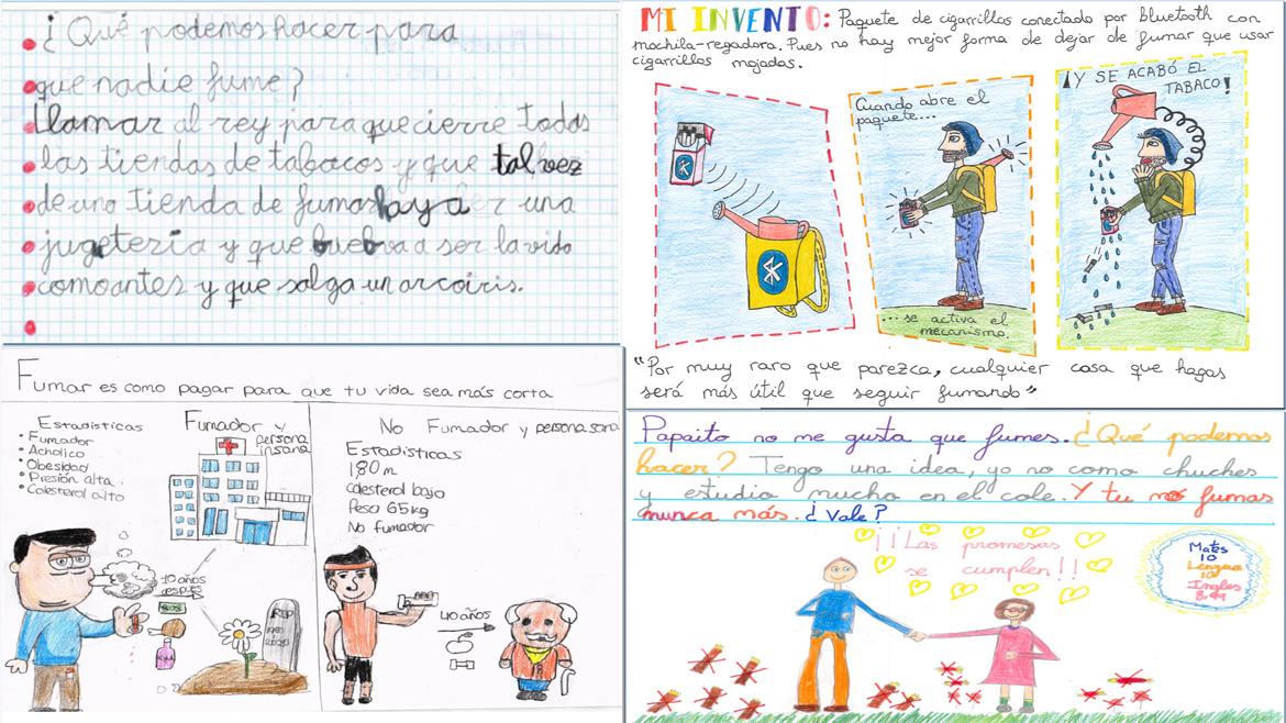Algunos de los trabajos ganadores Una redacción y tres dibujos, ejemplos de trabajos ganadores