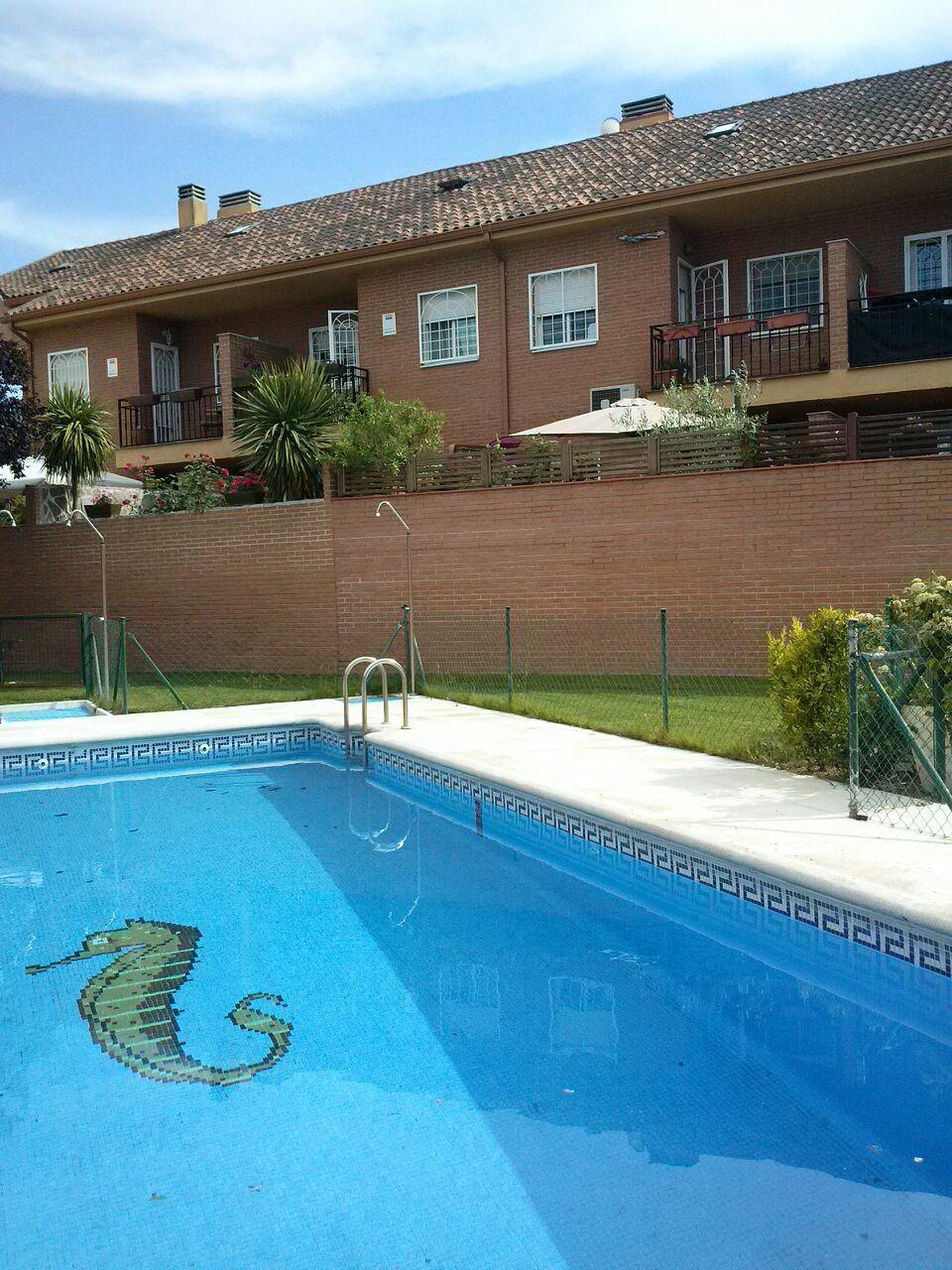 Piscina Vista superior de una piscinas de una urbanización de vecinos