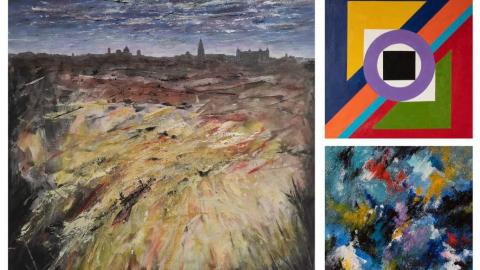 Collage de imágenes de la exposición de pintura