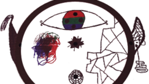 Imagen decorativa, cubierta del libro Asombración, dibujo abstracto de un niño