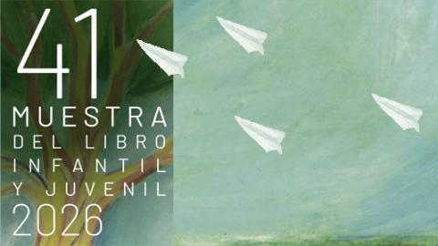 Imagen decorativa, niña leyendo bajo un árbol, aviones de papel, portada del libro Haikus para detener un tren