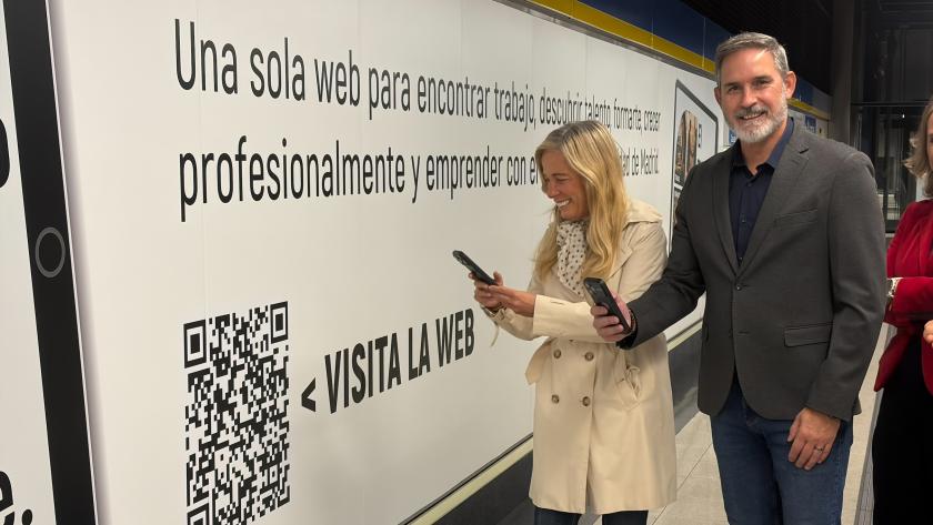 La consejera Rocío Albert durante la presentación de la campaña informativa de los servicios de empleo en Metro