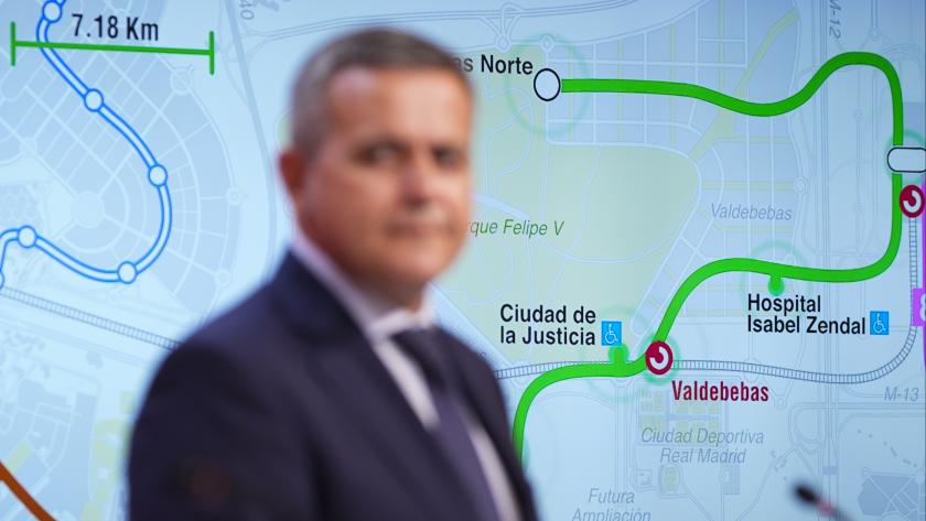 La Comunidad de Madrid acomete la mayor ampliación de Metro de la Legislatura con una inversión de 880 millones de euros para la Línea 11 Los consejero Miguel Ángel García y Jorge Rodrigo en rueda de prensa