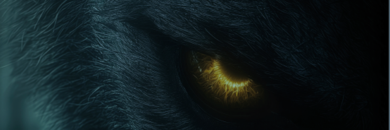 Portada de el libro en la piel del lobo con la imagen de un ojo de un lobo