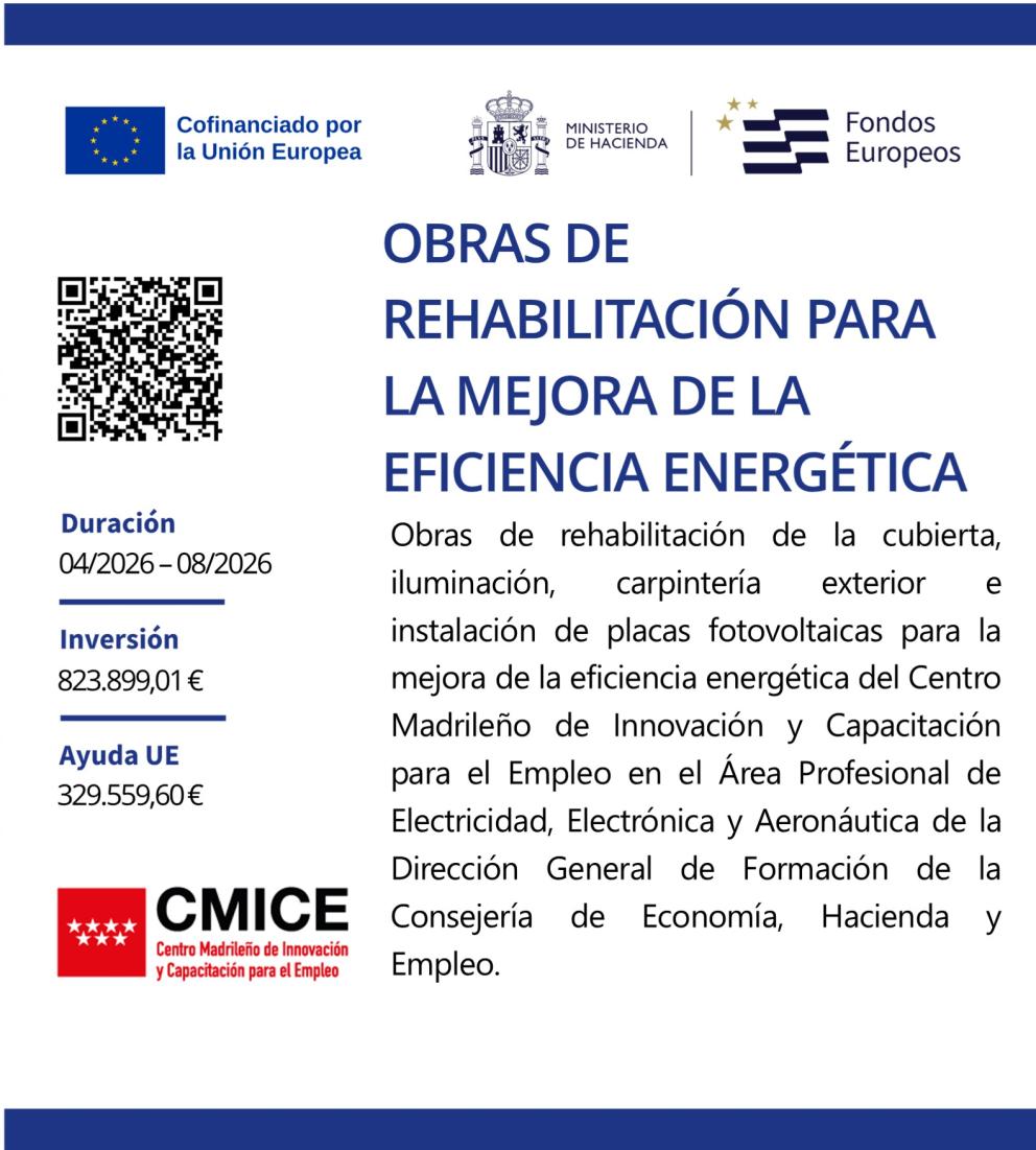 Obras rehabilitación CMICE Leganés. Fondos FEDER