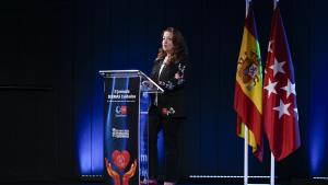 La consejera Fátima Matute durante la clausura de la Jornada organizada por la Gerencia de Cuidados de la Administración regional y Colegio Oficial de Enfermería de Madrid
