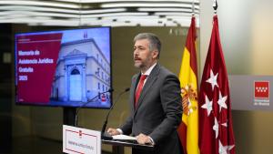 El consejero Miguel Ángel García Martín durante la presentación de la memoria anual del servicio público de asistencia jurídica gratuita