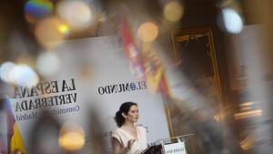 La presidenta Isabel Díaz Ayuso durante el encuentro informativo organizado por el El Mundo
