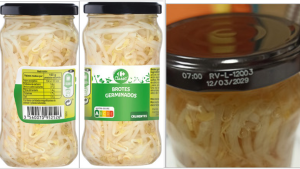 Envase de brotes germinados implicados en alerta alimentaria por presencia de Salmonella