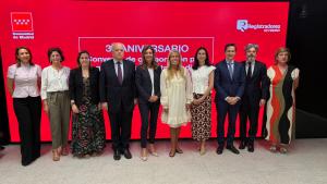 La consejera Rocío Albert durante el acto con el Colegio de Registradores de la Propiedad de Madrid