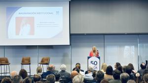 La consejera Rocío Albert durante el 50º aniversario de la Asociación de Empresarios de Alcobendas
