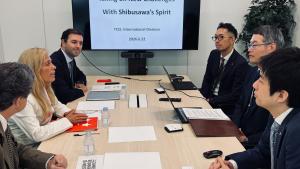 La consejera Rocío Albert durante su primer día de viaje en Japón