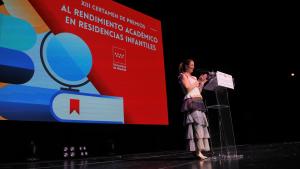 La consejera Ana Dávila durante los Premios al Rendimiento y Esfuerzo Académico que se conceden a menores que viven en las Residencias Infantiles de la Comunidad de Madrid