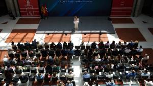 La presidenta Isabel Díaz Ayuso durante los Premios de Periodismo 2025 de la Asociación de la Prensa de Madrid