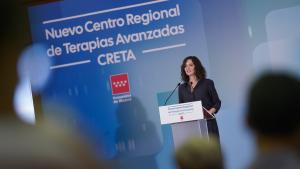 Díaz Ayuso presenta el nuevo Centro Regional de Terapias Avanzadas La presidenta Isabel Díaz Ayuso durante la presentación del nuevo Centro Regional de Terapias Avanzadas