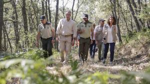 El consejero Carlos Novillo durante el anillamiento de crías de buitre negro 