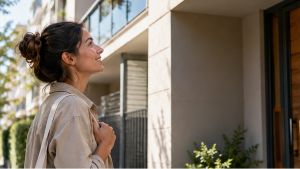 Una chica observando un inmueble