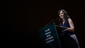 La presidenta Isabel Díaz Ayuso durante la entrega de diplomas y clausura de las actividades académicas del Centro de Estudios Garrigues