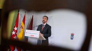 El portavoz del Gobierno regional Miguel Ángel García en rueda de prensa