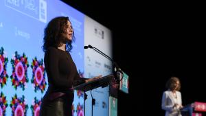 La presidenta Isabel Díaz Ayuso en la presentación de Iberseries & Platino Industria