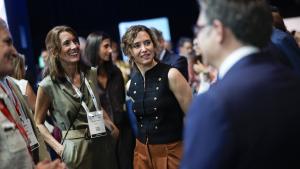 La presidenta Isabel Díaz Ayuso durante el mayor encuentro internacional de inversión inmobiliaria que se celebra por primera vez en Madrid