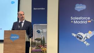 El consejero Miguel López-Valverde durante la presentación de la nueva sede de la tecnológica estadounidense Salesforce