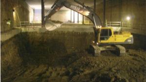 Excavación del interior de la estación Alameda de Osuna