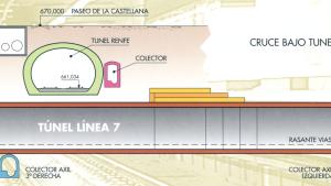 Sección del cruce bajo túnel de Renfe