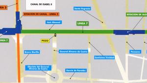 Plano de situación de las obras de prolongación de la Línea 7. Tramo: Gregorio Marañón-Cana