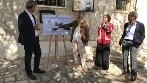  la consejera en funciones de Transportes, Vivienda e Infraestructuras, Rosalía Gonzalo, durante su visita en Olmeda de las Fuentes