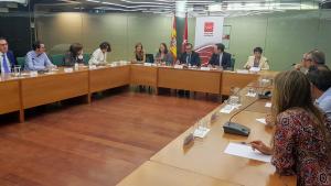 Imagen de Enrique López durante la reunión con jueces decanos de los partidos judiciales