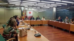 Imagen de Enrique López durante la reunión con jueces decanos de los partidos judiciales