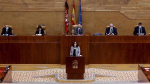 Isabel Díaz Ayuso durante su comparecencia en el Pleno de la Asamblea de Madrid