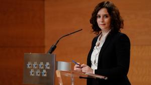 Isabel Díaz Ayuso durante la rueda de prensa