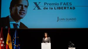Isabel Díaz Ayuso durante el acto de entrega del X Premio FAES de la Libertad