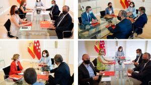 Collage con cuatro fotografías cada una correspondiente a la reunión de la Presidenta con los diferentes portavoces