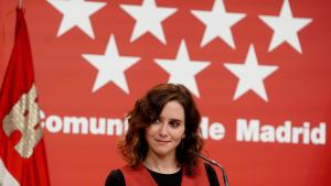 La presidenta Isabel Díaz Ayuso se reúne con el presidente de la Junta de Castilla y León, Alfonso Fernández Mañueco Primer plano de la presidenta Isabel Díaz Ayuso