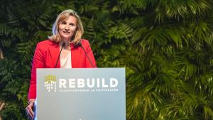 La consejera de Vivienda, Paloma Martín, en la inauguración de Rebuild 2022,