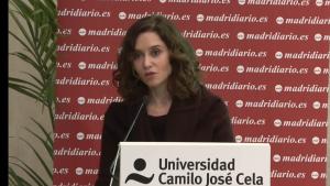 Díaz Ayuso anuncia que los residuos de obras y demoliciones podrán serán reutilizados en nuevos desarrollos urbanos como Madrid Nuevo Norte La presidenta durante su intervención
