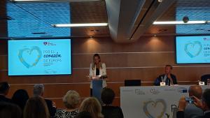 La viceconsejera Laura Gutiérrez en una jornada del Parlamento Europeo para conmemorar el Día Mundial del Corazón