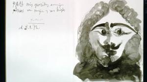 Dibujo de un personaje con bigote y vestido de negro