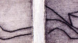 Dibujo grabado de un barco sobre el mar