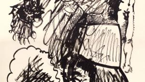 Dibujo cubista de una estancia interior