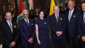 La presidenta Isabel Díaz Ayuso durante la presentación del Patronato-Lima Ciudad de los Reyes 